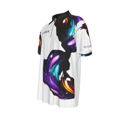 All-Over Print Men’s Lapel Zip Short Sleeve POLO